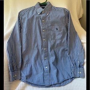 US POLO ASSN long sleeve dress shirt.  Blue and white striped.  Size M.